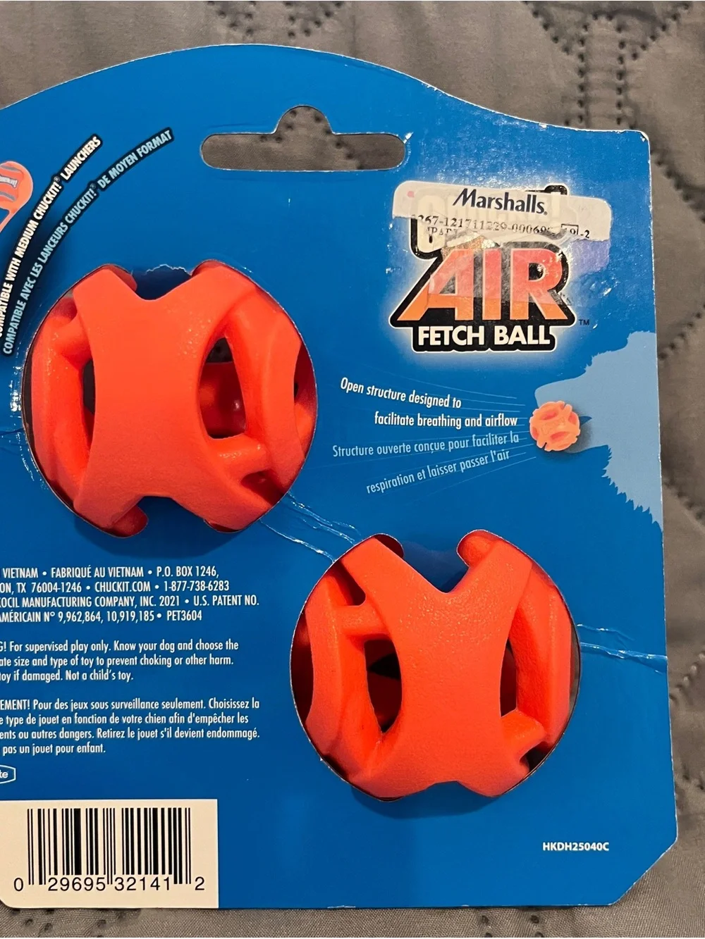 NWT Chuckit! Air Fetch Ball Dog Toys 2-Pack- Size M Orange Breathable Rubber